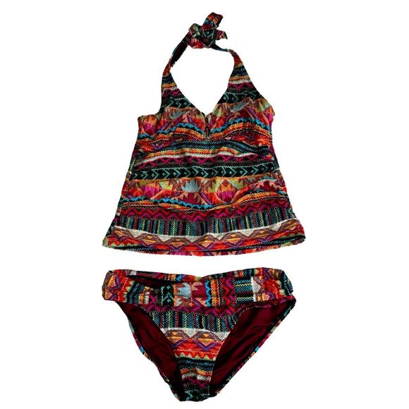 La Blanca Tribal Halter Tankini swimsuit Set, multicolor, Size 6 - Picture 1 of 11